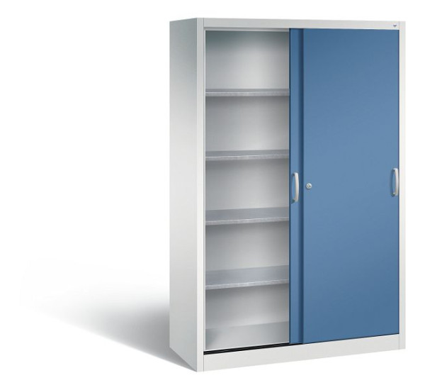 C+P Schiebetürenschrank Acurado, H1950xB1200xT500mm, Farbe: Lichtgrau / Fernblau, Bügelgriff, 2059-00 S10095