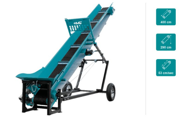HMG Teleskop-Förderband TF 4R-W mit Fahrwerk, Bandlänge 4m, E-Motor 0.75kw 230V, Betriebsanleitung, 811 221