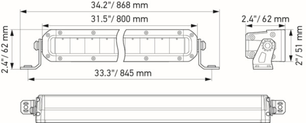 HELLA LED-Fernscheinwerfer, Black Magic Slim Lightbar 32", 12/24V, 5410lm, schlank, Referenz: 50, Anbau, ECE, glasklar, 2000mm, vorne, 1FJ 358 196-311