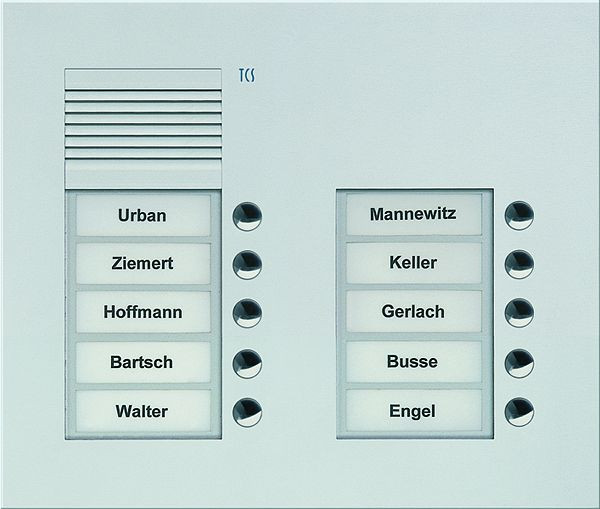 TCS Audio Außenstation Serie PUK 10 Klingeltasten (rechtsbündig), 2-spaltig, UP silber, PUK10/2-EN