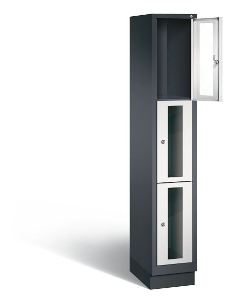 C+P Schließfachschrank Classic, H1800xB320xT500mm, Farbe: Schwarzgrau / Lichtgrau, 8020A103 S10013