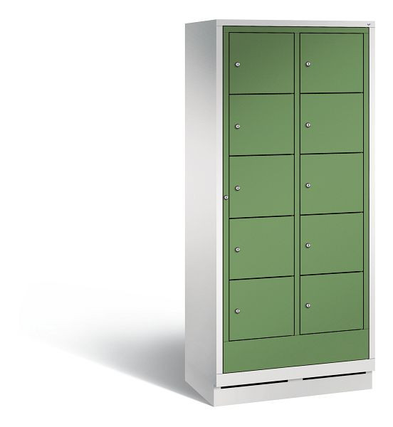 C+P Wäsche-Ausgabeschrank Evolo, 2 Abteile, H1800xB810xT500 mm, Grau/Resedagrün, 48160-205 S10073