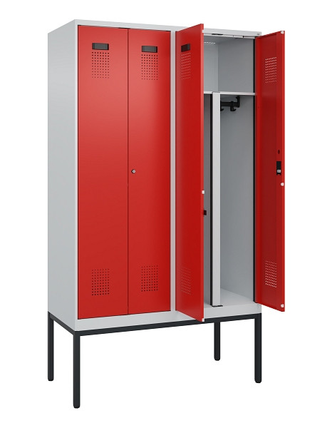 C+P PSA Doppel-Spind Evolo PLUS, Gestell, 4 Abteile, 2120x1200x500mm, 7035/3020, Zylinderschloss, 0490327-40P S10032
