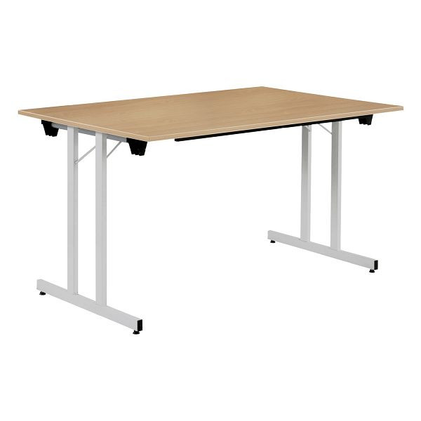 Bisley Klapptisch, rechteckig, Breite 1600 mm, Tiefe 800 mm, 19mm Tischstärke, 399 chrom x BC buche, KT1608BC399