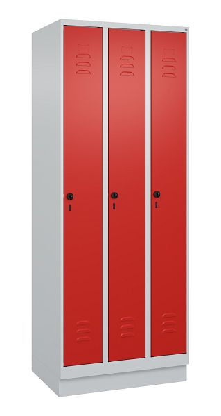 C+P Umkleidespind Classic PLUS, Sockel, 3 Abteile, 1950x750x500mm, 7035/3020, Drehriegel, 080020-39 S10002