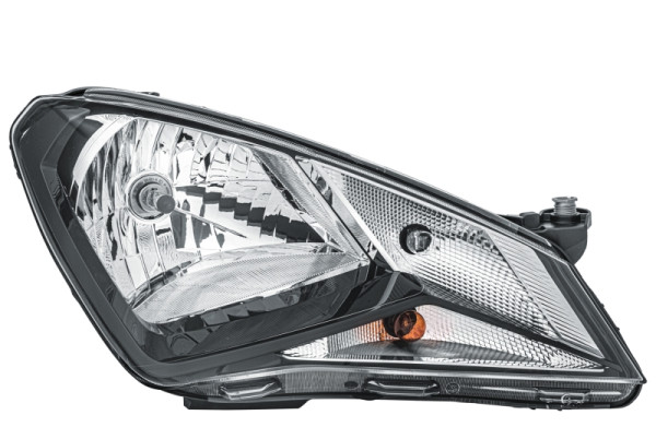 HELLA Halogen-Hauptscheinwerfer, für u.a. Seat MII (KF1, KE1), schwarz, ECE, für Rechtsverkehr, rechts, 1EJ 010 671-021