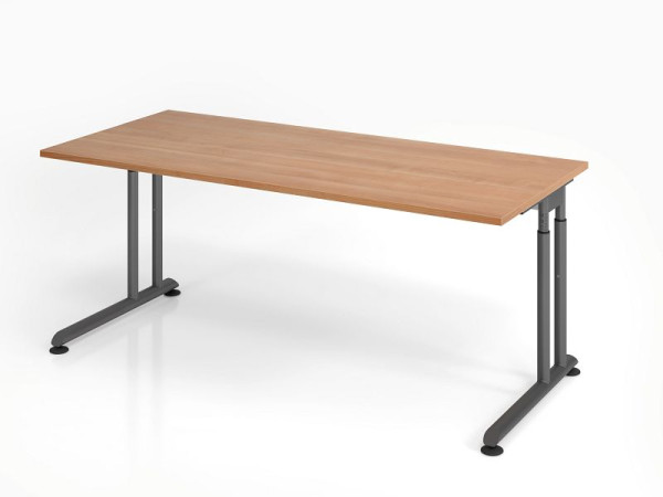 Hammerbacher Schreibtisch ZS19, 180 x 80 cm, Platte: Nussbaum, 25 mm dick, ABS-Dickkante, Rechteckform, Graphit, VZS19/N/G