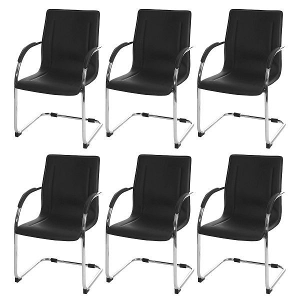 Mendler 6er-Set Esszimmerstuhl Samara, Freischwinger Küchenstuhl Lehnstuhl Stuhl, Stahl, schwarz, 3x46617