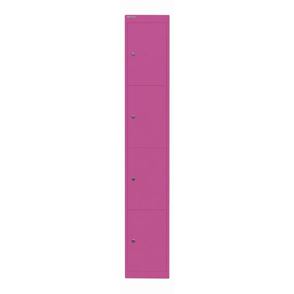 Bisley Schließfachschrank Office, 4 Fächer, Tiefe 305 mm, 681 fuchsia, CLK124681