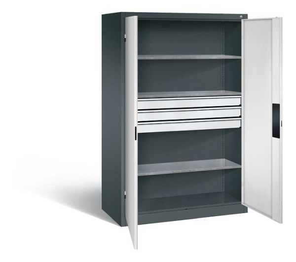 C+P Werkzeugschrank Acurado, H1950xB1200xT600mm, Farbe: Anthrazitgrau / Lichtgrau, Muldengriff, 8932-5230 S10176