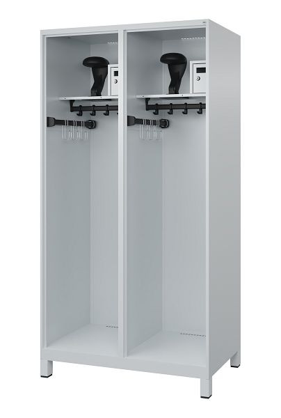 C+P Feuerwehrspind Evolo, Modell FLEXO, 2 Abteile, H1850B1000T600 mm, Lichtgrau, Füße, 0493315-23 S10006