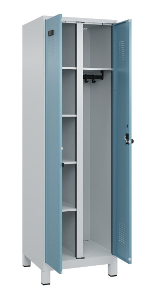 C+P Wäsche-/Garderobenspind Evolo PLUS, mit Füßen, 2 Abteile, 1950x600x500mm, 7, 2406015 RDS Architekturblau, Drehriegel, 049610-20 S10009