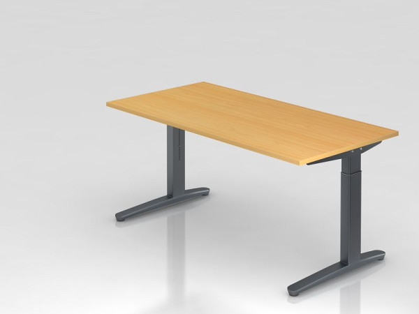 Hammerbacher Schreibtisch C-Fuß 160x80cm Buche/Graphit, Rechteckform, VXB16/6/GG