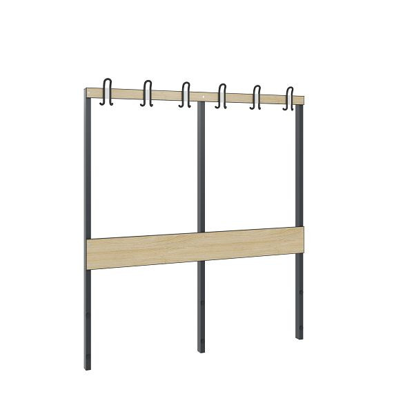 C+P Garderobenteil 1-seitig, Feuchtraum, H1650xB1500 mm, Schwarzgrau/HPL Eiche, 8061-711 S10011