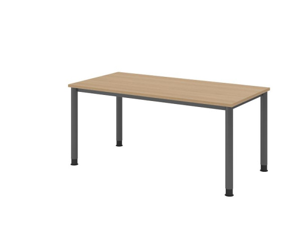 Hammerbacher Schreibtisch HS16, 160 x 80 cm, Platte: Eiche, 25 mm dick, 4-Fuß-Gestell in Graphit, Arbeitshöhe 68,5-81cm, VHS16/E/G