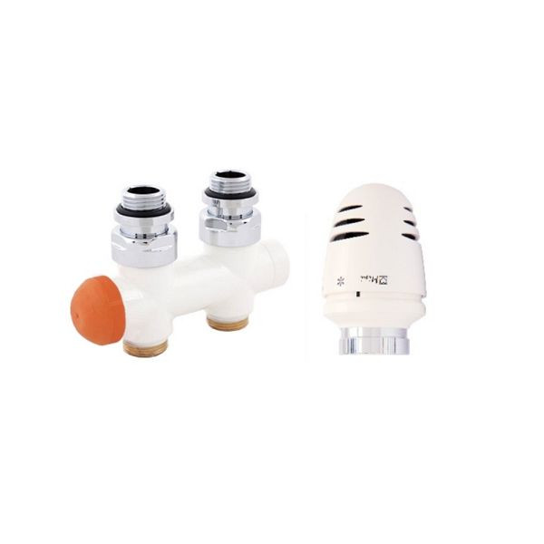 Ximax Heizkörper Zubehör Design-Mittenanschlussgarnitur Typ H Deluxe Durchgangs-Ausführung 16 mm Weiß, 070439