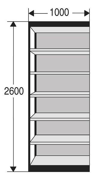 Kerkmann Büro-Regal Progress 2000, B 1000 x T 300 x H 2600 mm, schwarz/lichtgrau, 50225115
