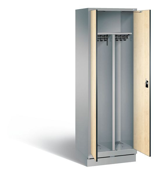 C+P Schwarz-Weiss-Spind Evolo, H1800xB610xT500mm, Farbe: Weißaluminium / Dekor Donau-Ahorn, 48022-20 S10345