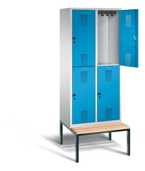 C+P Spind doppelstöckig Evolo, H2090xB810xT815mm, Farbe: Lichtgrau / Lichtblau, 48350-22 S10031