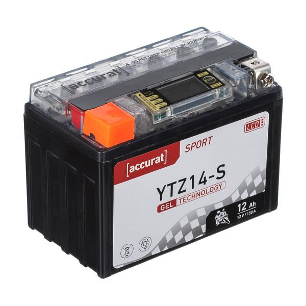 Accurat Sport GEL LCD YTZ14S Motorradbatterie 12Ah 12V 150A, MBG-LCD-YTZ14S