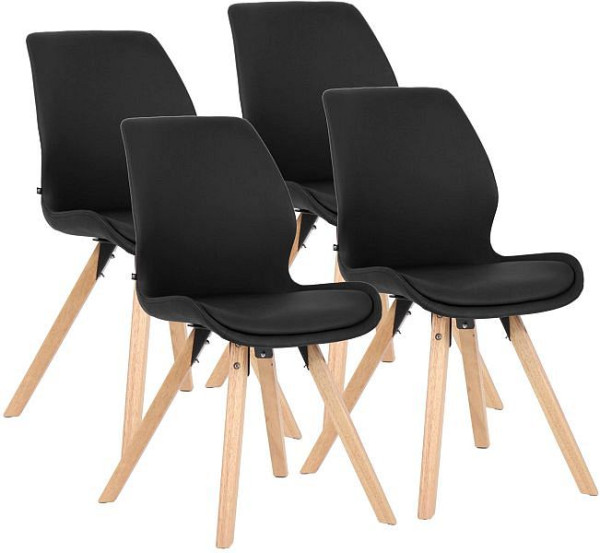CLP 4er Set Stuhl Luna Kunstleder, schwarz, 322309