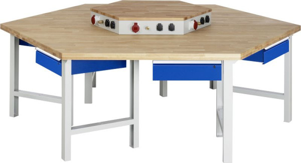 RAU Gruppenwerkbank 4000 - Modell 401, B2700 x T2340 x H800-1150 mm, mit Energieaufsatz, 03-401-135B5H-EA1.11