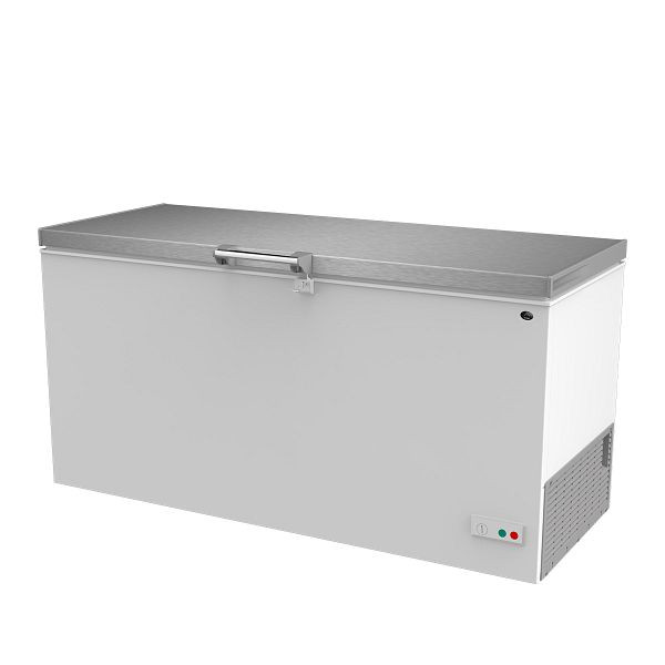 A&S Polarny Tiefkühltruhe mit geschlossenem Edelstahl-Deckel und Beleuchtung, 469 Liter, TTV-469 INOX
