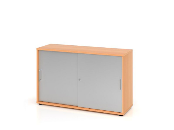 Hammerbacher Schiebetürschrank 1752S BS, 2 OH, Korpus: Buche / Front: Silber, 120 x 40 x 74,8 cm (BxTxH), V1752S/6/S/BS