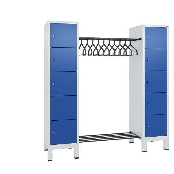 C+P Garderobe Evolo, 10 Fächer, H1850xB1790xT500 mm, Grau/Enzianblau, 48410-02 S10010