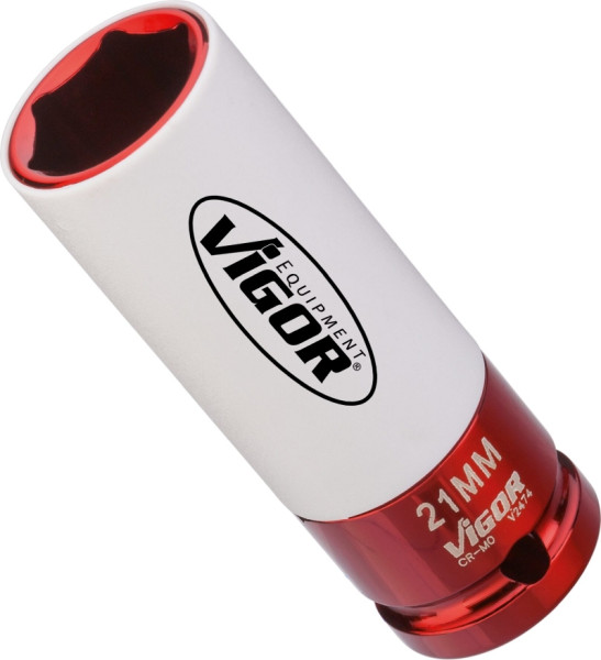 VIGOR Schlagschrauber Steckschlüsseleinsatz, Vierkant hohl 12,5 mm (1/2 Zoll), Außen-Sechskant Profil, 21 mm, V2474