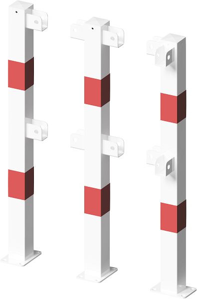 Schake Schutzgeländer Stahlrohr 70 x70 mm, Standpfosten für Dübel Befestigung, Endpfosten für Ober- und Knieholm, weiß beschichtet, 4270PB