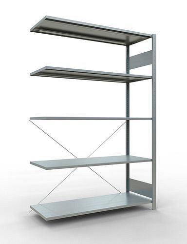Schulte Fachbodenregal, Anbaufeld, 5 Lagerebenen, Kreuzstrebe, Fachlast 150 kg, 1306 x 536 x 2000 mm, 278716
