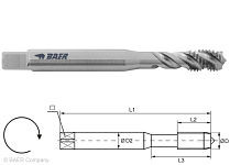 BAER HSSE Maschinengewindebohrer - 35° RSP - UNC No. 10 x 24 - DIN 371, 140601005