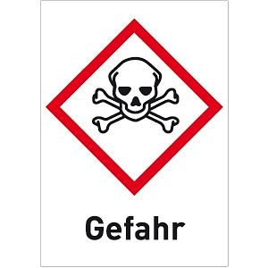 Moedel Akute Toxizität (GHS 06) Gefahr, Folie, 52x74 mm, VE: 10 Stück/Bogen, 56399