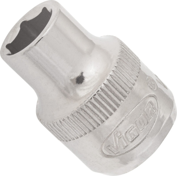 VIGOR Steckschlüsseleinsatz, Vierkant hohl 10 mm (3/8 Zoll), Außen-Sechskant Profil, 8 mm, Länge: 28 mm, Für Handbetätigung, V2276N