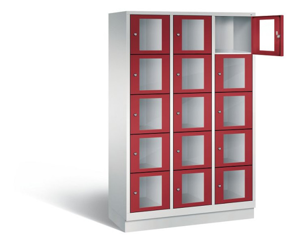 C+P Schließfachschrank Classic, H1800xB1200xT500mm, Farbe: Lichtgrau / Rubinrot, 8020A325 S10001
