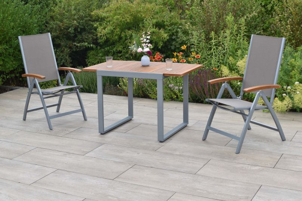 Merxx Naxos Set 3-teilig, 2 Naxos Klappsessel, Rückenlehne 5-fach verstellbar, 1 Balkonausziehtisch, 80 (120) x 70 cm, 50222-309