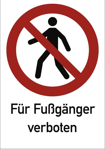Moedel Für Fußgänger verboten ISO 7010, Kombischild, Aluminium, 262x371 mm, 98909