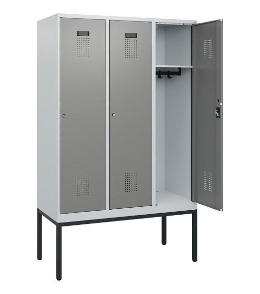 C+P Spind Evolo PLUS, Gestell, 3 Abteile, 1950x1200x500mm, 7035/0004, Zylinderschloss, 0490305-32 S10041