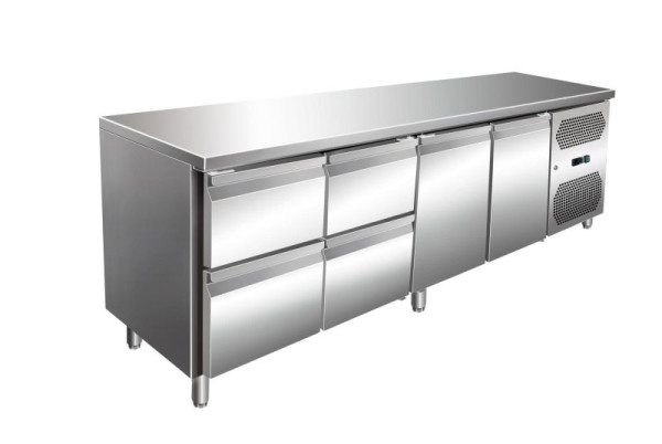 A&S Polarny VIP Kühltisch mit 2x 2 Schubladen und 2 Türen -2 bis +8°C 2.230x600x860 mm, KT-VIP-600-4-C4
