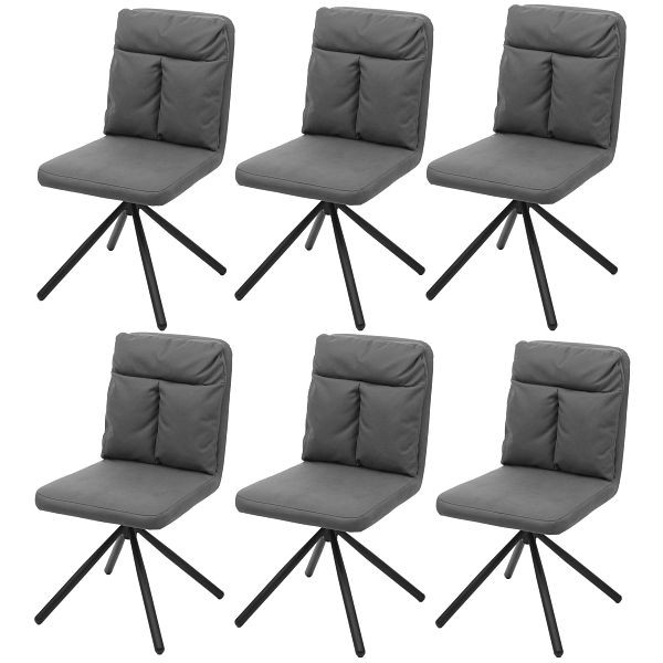 Mendler 6er-Set Esszimmerstuhl HWC-G58, Küchenstuhl Stuhl, drehbar Auto-Position Textil/Stoff, grau, 6x71735