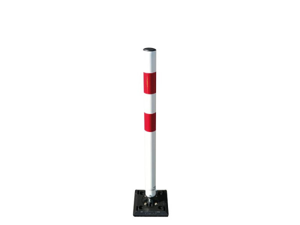 Schake Kickback Poller Ø 60 mm, mit Grundplatte zum Aufdübeln, weiß mit rot reflektierendem Streifen, 4260B