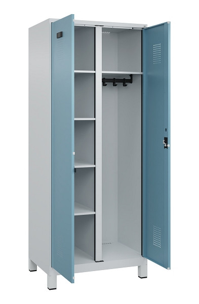 C+P Wäsche-/Garderobenspind Evolo PLUS, mit Füßen, 2 Abteile, 1950x800x500mm, 7, Frontfarbe 2406015 RDS Architekturblau, Zylinderschloss, 049610-22 S10036