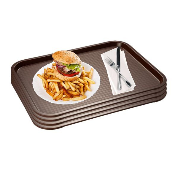 APS Fast Food Tablett, Serviertablett, 41 x 30,5 cm, braun, VE: 4er-Set, 67527