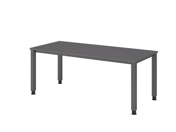 Hammerbacher Schreibtisch 4-Fuß eckig 180x80cm Graphit, Rechteckform, Arbeitshöhe 68-83,5 cm, VQS19/G/G