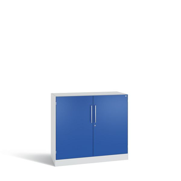 C+P Flügeltürenschrank Asisto, H915xB1000xT435 mm, Grau/Enzianblau/DBS Hellgrau, 141052-000 S10213