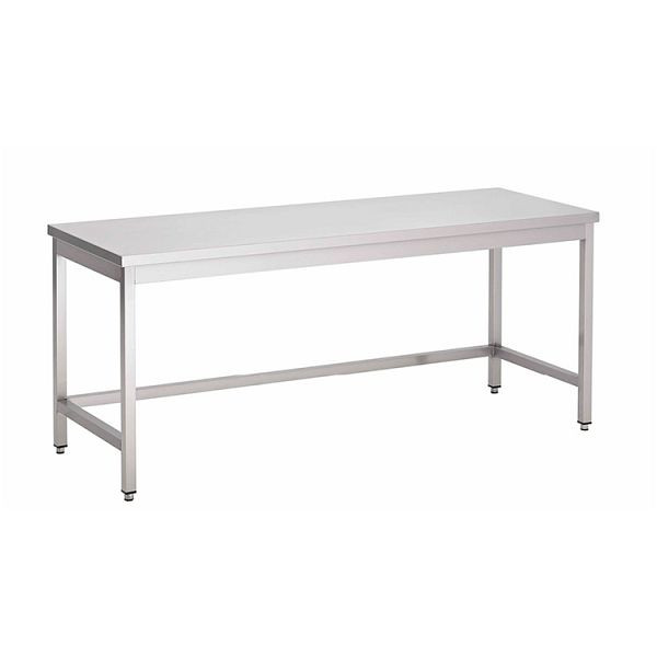 Gastro-Inox Edelstahl AISI 430 Arbeitstisch ohne Grundboden, 800x600x850mm, verstärkt mit 18 mm dicker, beschichteter Spanplatte, 301.192