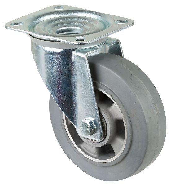 BS Rollen Transportrolle, Rad-Breite 50 mm, Rad-Ø 160 mm, Tragfähigkeit 300 kg, Elastik-Reifen grau, Radkörper Aluminium, Kugellager, L400.B83.160