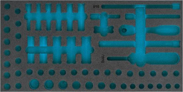 Hazet 2-Komponenten Weichschaum-Einlage, für 163-490/60 Abmessungen / Länge: 342 mm x 172 mm Ordnungssystem Größe: 1/3 (342 x 172 mm), 163-490L