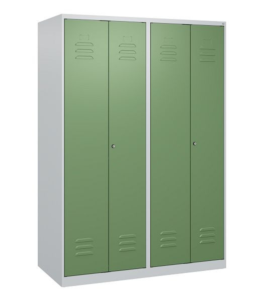 C+P Umkleidespind Classic PLUS, Doppel-Spind, 4 Abteile, 1700x1200x500mm, 7035/6011, Zylinderschlösser, 0800027-40P S10019